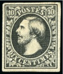 Stamp of Luxembourg 1852 10c and 1s selection incl. three unused of ea