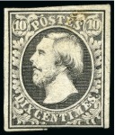 Stamp of Luxembourg 1852 10c and 1s selection incl. three unused of ea