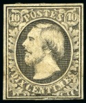 Stamp of Luxembourg 1852 10c and 1s selection incl. three unused of ea