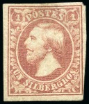 Stamp of Luxembourg 1852 10c and 1s selection incl. three unused of ea