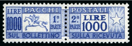 Stamp of Italy 1954 Parcel Post 1000L ultramarine, never hinged, 