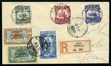 Stamp of Colonies françaises » Cameroun 1917-19, Trois lettres recommandé pour la Suisse d