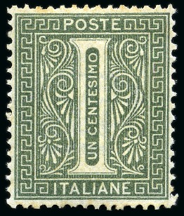 Stamp of Italy 1863 1C Grey-green, De La Rue printing, never hing