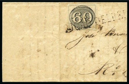 Stamp of Brazil 1843 Bulls Eyes 60r black used on large part lette