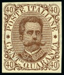 Stamp of Italy 1889 Umberto, imperforate proofs of the 40C brown,
