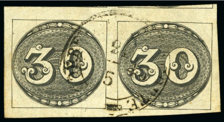 Stamp of Brazil 1843 Bulls Eyes 30r on medium yellowish, a very la