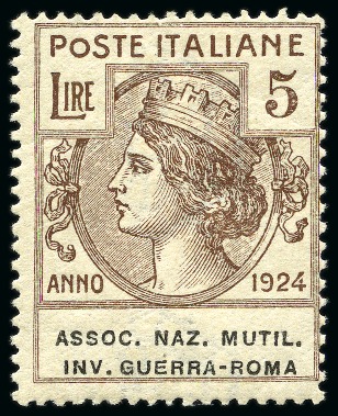 Stamp of Italy 1924 "Assoc. Naz. Mutil. Inv. Guerra-Roma" Agency,
