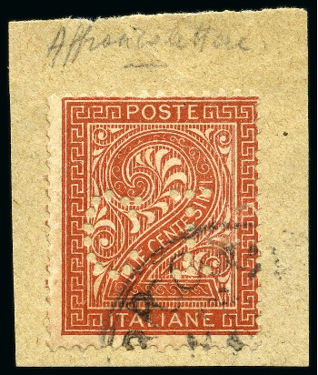 Stamp of Italy 1887 Perfin CI8 on 1863-65 2c orange-brown, tied b