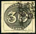 Stamp of Brazil 1843 Bulls Eyes 30r to 90r, balance of exhibit col