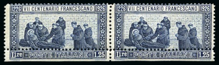 Stamp of Italy 1926 St. Francis 1L25 Dark blue, horizontal pair w