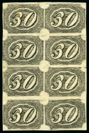 Stamp of Brazil 1844 Inclinados 30r type II, on thin yellowish, ve