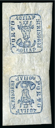 Stamp of Romania 1858 Second issue 40pa vert. tête-bêche pair mint 