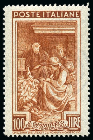 Stamp of Italy 1951 Italy at Work 100L Red-brown with sideways wa