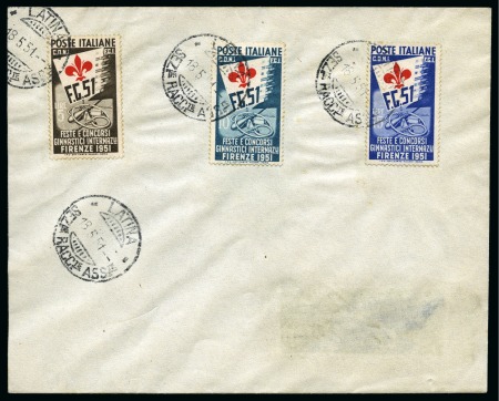 Stamp of Italy 1951 Gymnastics, complete set tied by first day cd