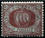 Stamp of Italy » San Marino 1892 Numeral and Coat-of-Arms, complete mint set o