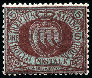Stamp of Italy » San Marino 1892 Numeral and Coat-of-Arms, complete mint set o