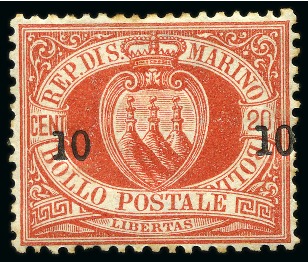 Stamp of Italy » San Marino 1892 Provisionals, the complete set of four values