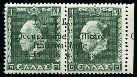 Stamp of Italy » Italian Occupations WWII » Ionian Islands 1941 Cefalonia and Itaca: 1+1D Green in pair with 