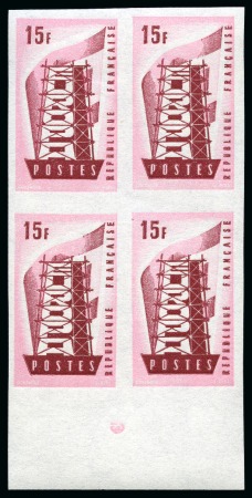 Stamp of France 1952 Conseil de l'Europe en bloc de 4 non dentelé 