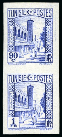 Stamp of Colonies françaises » Tunisie 1931 90c tenant à 1F Mosquée Halfaouine non dentel