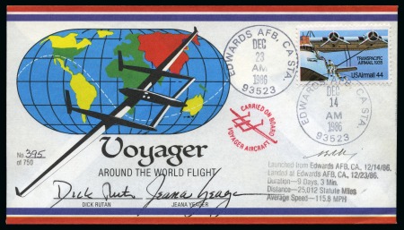 Stamp of United States 1986 (14 Dec.) "Voyager" around-the-world flight c