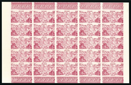 Stamp of Colonies françaises » Réunion 1946 Tchad au Rhin 20F rose carminé avec variété d