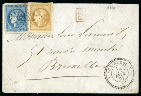 Stamp of France 1870 20c +10c Bordeaux obl. GC4882 sur lettre de V