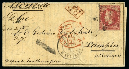 Stamp of France » Guerre de 1870-1871 RARISSIME BALLON MONTE POUR LE MEXIQUE
Ballon mon