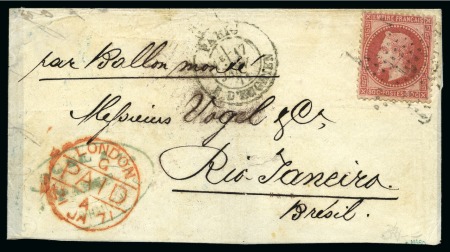 Stamp of France » Guerre de 1870-1871 RARISSIME BALLON MONTE POUR LE BRESIL
Ballon mont