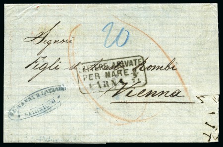 Stamp of Palestine and Holy Land » Palestine Austrian Levant Offices Varna: 1871 Entire letter sent from Salonicco to V