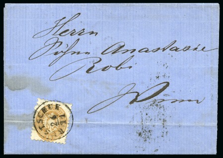 Stamp of Palestine and Holy Land » Palestine Austrian Levant Offices Ruse-Rustchuk: 1866 (26.11) Folded entire from Rus