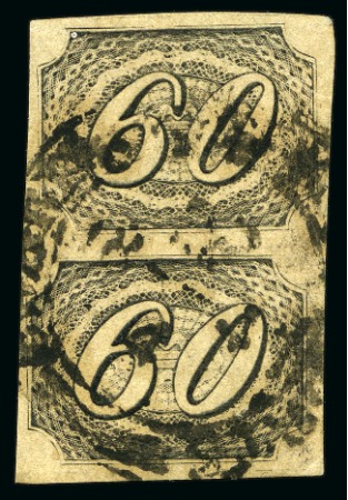 Stamp of Brazil 1844 Inclinados 60r, vert. pair with types I+II se