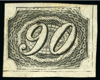 Stamp of Brazil 1844 Inclinados 90r on thin greyish, type IIa, wit