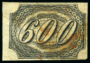 Stamp of Brazil 1844 Inclinados 600r, fine impression, with large 