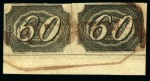 Stamp of Brazil 1844 Inclinados 60r range of cancels on display pa