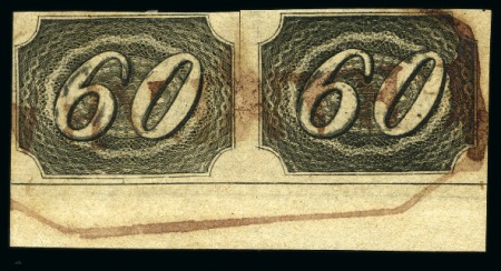 Stamp of Brazil 1844 Inclinados 60r range of cancels on display pa