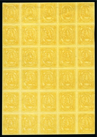 Stamp of Bolivia 1867 Condor 50c orange, range incl. mint blocks of
