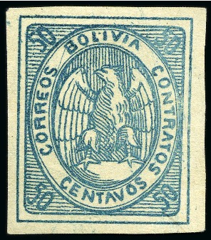 Stamp of Bolivia 1867-68 Condor 50c blue, small range incl. unused 