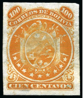 Stamp of Bolivia 1868 Nine Stars collection on pages with unused an