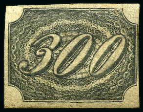 Stamp of Brazil 1844 Inclinados 300r black on yellowish paper, unu