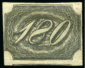 Stamp of Brazil 1844 Inclinados 30r type I, 60r type II, 90r type 