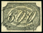 Stamp of Brazil 1844 Inclinados 300r with light red cancel, fresh 