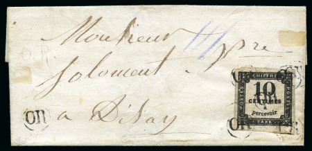 Stamp of France » Timbres-Taxe 1859 10c Typo oblitéré par 5 cachets OR sur lettre