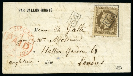Stamp of France » Guerre de 1870-1871 LE VAUBAN Formule par Ballon Monté écrite de Paris