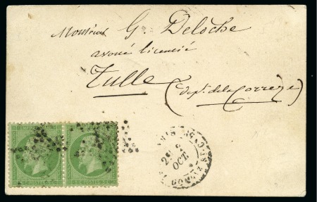Stamp of France » Guerre de 1870-1871 Carte postale de Paris 02.10.70 pour Tulle avec pa