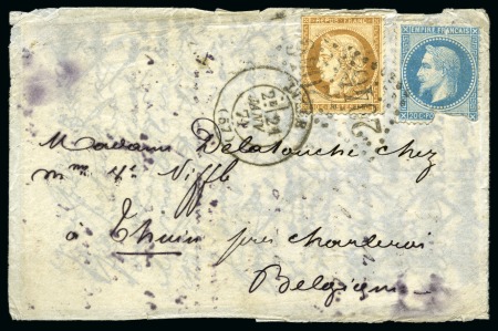 Stamp of France » Guerre de 1870-1871 LE POSTE DE PARIS Ballon monté écrit de Paris 14.0