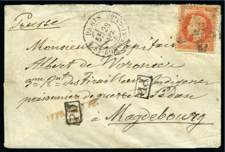 Stamp of France » Guerre de 1870-1871 Ballon monté de Paris 28.09.70 pour un Prisonnier 