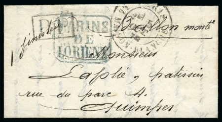Stamp of France » Guerre de 1870-1871 Ballon monté daté du Fort de Bicêtre avec rare gri