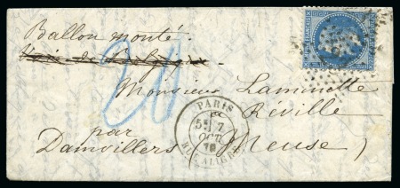 Stamp of France » Guerre de 1870-1871 BLOQUE PAR LA CENSURE ALLEMANDE
Ballon monté de P
