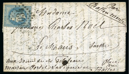 Stamp of France » Guerre de 1870-1871 Rare pli confié du JEAN BART N°1 avec 20c Lauré ob